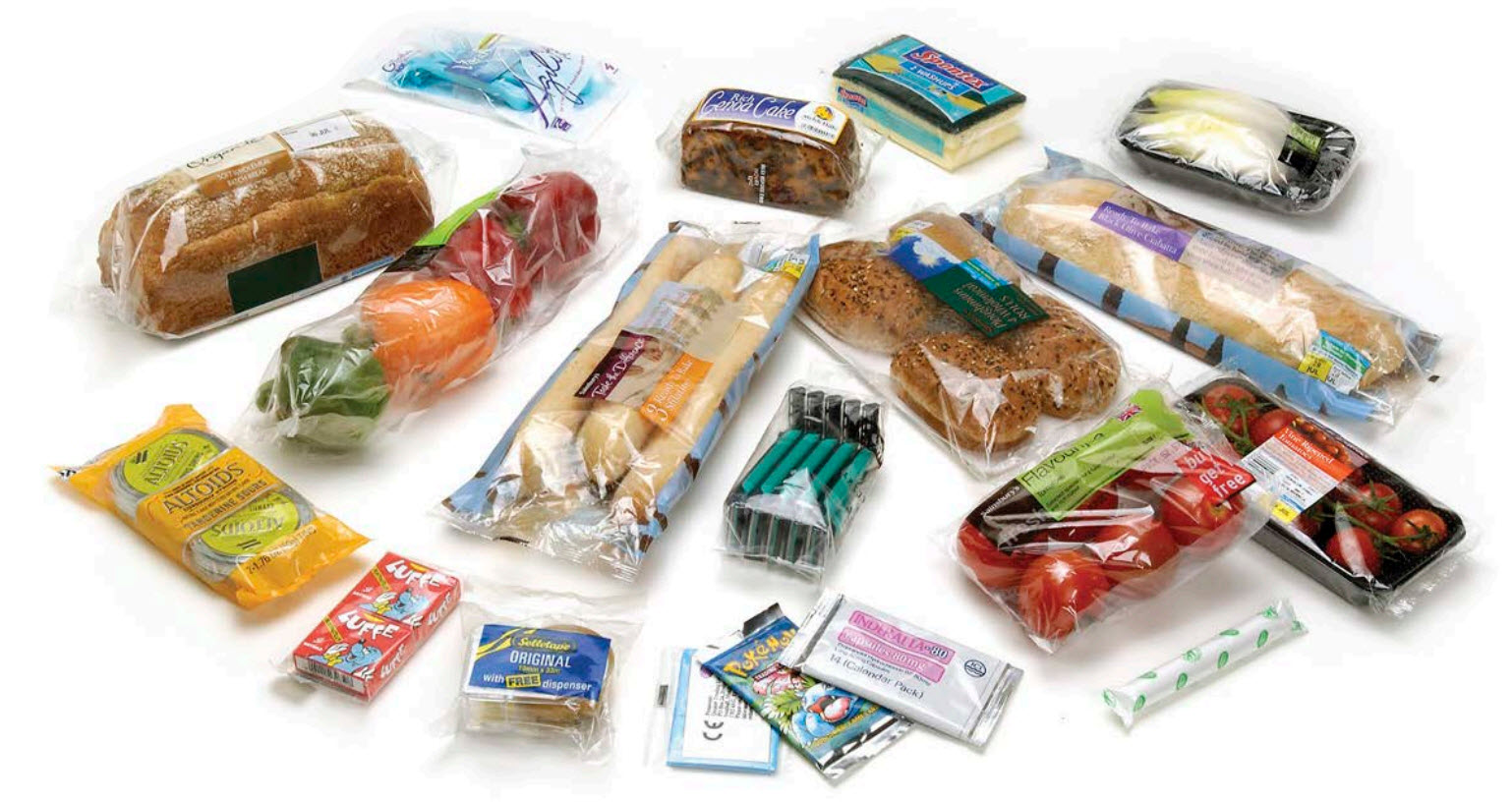 Verschiedene Produkte in Flowpacks
